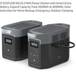 EF ECOFLOW DELTA 2 MAX Power Station with Smart Extra Battery, Expand Capacity from 2048Wh to 4096Wh, Solar Generator for Home Backup, Emergency, Outd