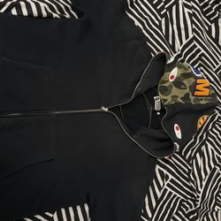 Black full zip up bape hoodie