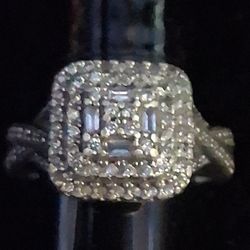 1/2 Carat Diamond Sterling Silver Ring
