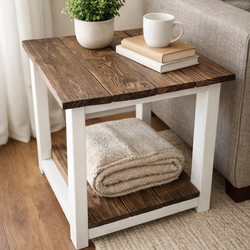 Rustic Farmhouse End Table Handbuilt