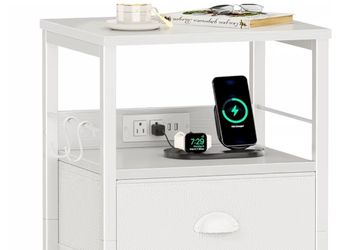 Single nightstand with 3 deep fabric dresser