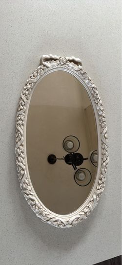 Vintage Bordeaux mirror 16x29 soft white