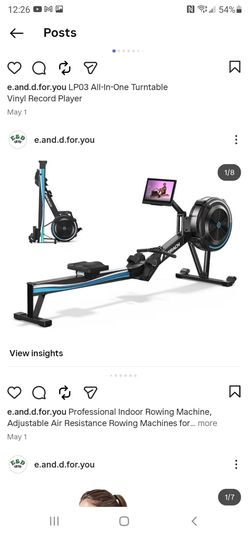 Professional Indoor Rowing Machine, Adjustable Air Resistance Rowing Machines for Home, Ergonomic Comfort Seat, Performance Monitor and Device Holder,