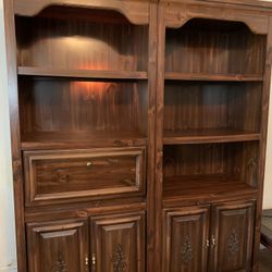 (2) Individual Solid Wood Book Shelves with Lighting