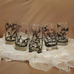 Vintage Hunting Fowl Drinking Glasses
