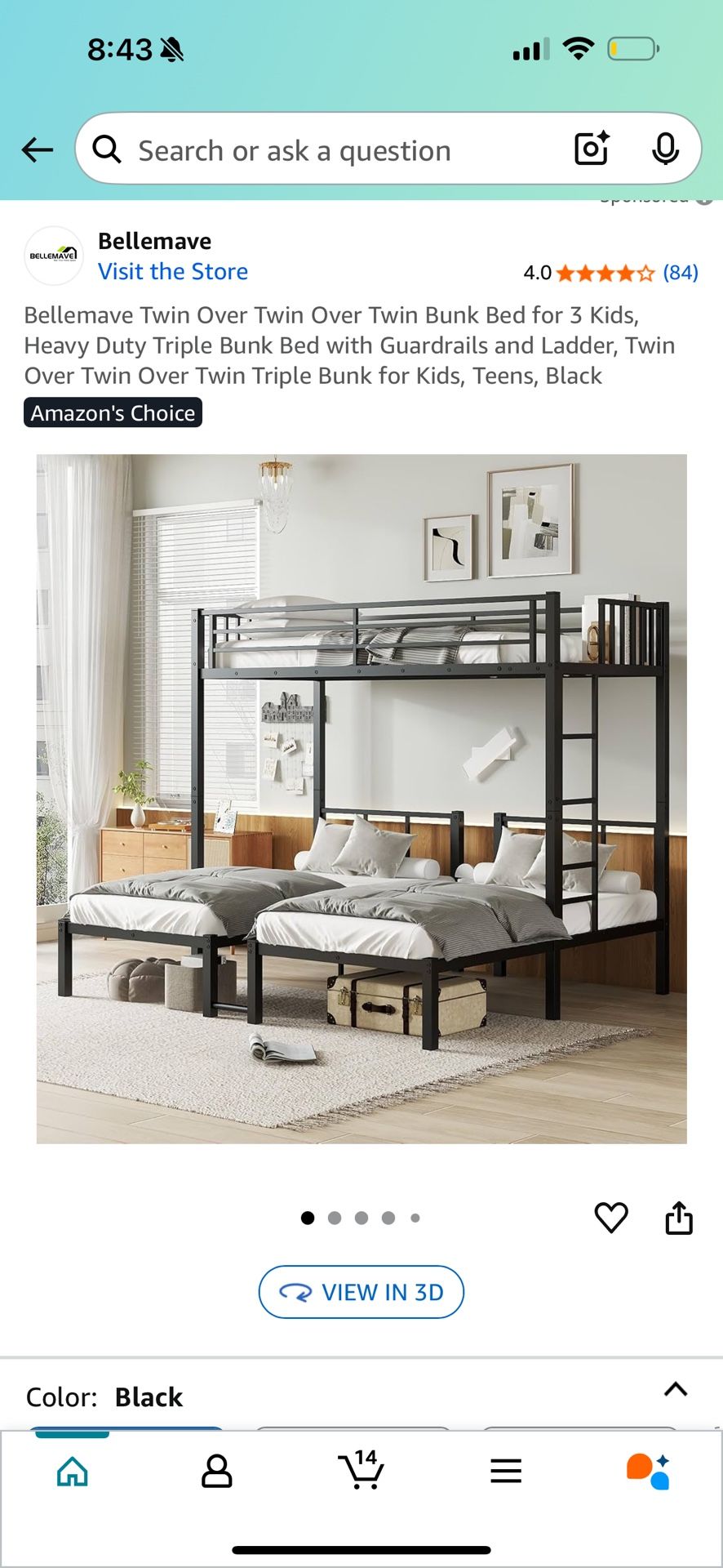 Twin Over Double Twin Bunk Bed