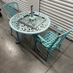 Cast Aluminum, Victorian Dining Set.
