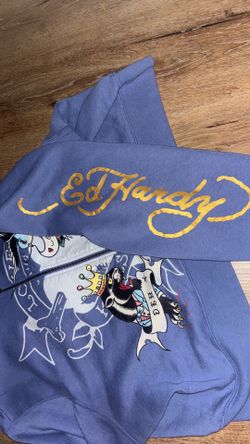 Ed Hardy Purple Zip Up Hoodie 2XL Y2K Tattoo Graphic Oversized