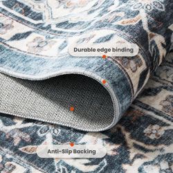 8x10 Washable Area Rug, Low-Profile Large Area Rug