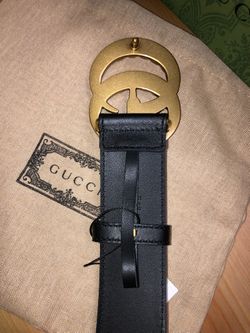 Leather belt with pearl Double G