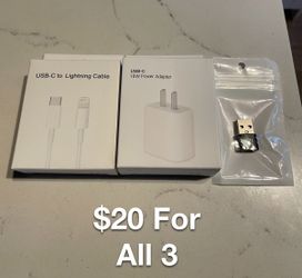NEW Iphone Charger Unopened Lightning Cable, Power Adapter And Converter