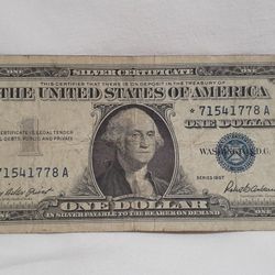1957 $1 Dollar Bill Blue Star Silver Certificate.