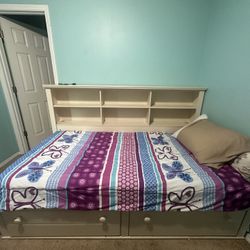 Twin Bed Frame With Bookshelves And Drawers 