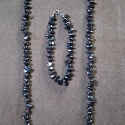 Hematite Necklace And Bracelet 