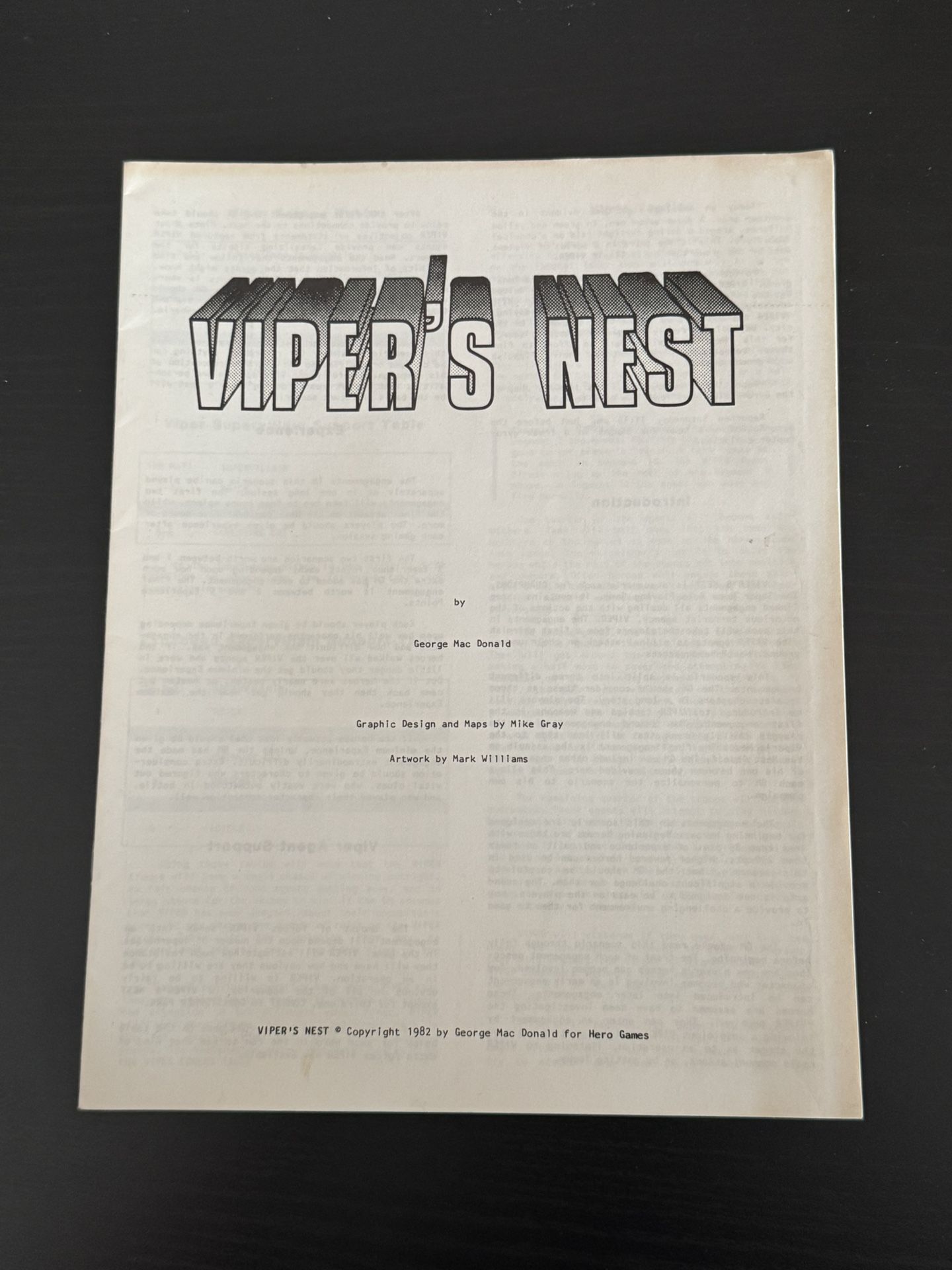 Viper's Nest by George MacDonald - Hero Games RPG 16-Page Book (SC, 1982)