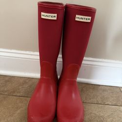 Hunter Red High Rain Boots Women Sz 7