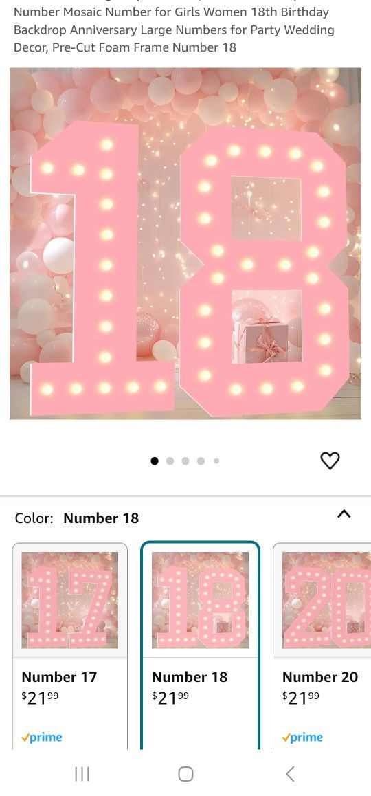 LOBOOM 3FT Light Up Numbers, Pink Giant Marquee Number Mosaic Number For Girls Women 16th Birthday Backdrop Anniversary Large Numbers For Parties
