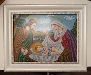 Handmade bead-embroidered icon
