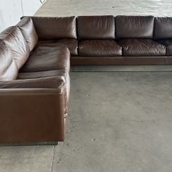 Milo Baughman Style Vintage Leather Sectional Sofa -Delivery Available