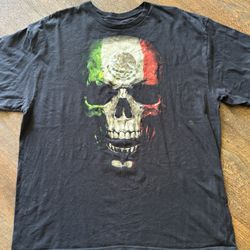 Black Mexican Flag Skull Shirt
