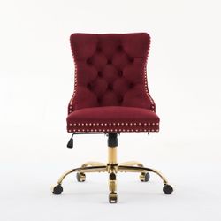 A&A Furniture Office Chair,Modern Velvet Upholstered Tufted Button Home Office