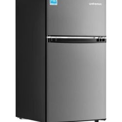 Upstreman 3.1 Cu.Ft Mini Fridge with Freezer, Double Door Small Fridge, Dorm Essentials, Adjustable Thermostat, Energy Saving, Mini Refrigerator for O