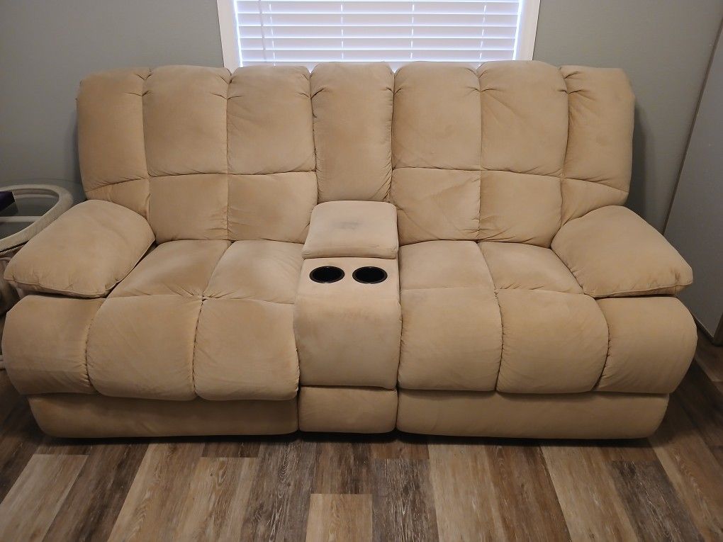Tan Microfiber Oversized Couch