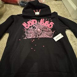 Black and pink 555 angel hoodie 