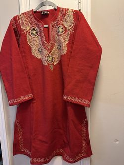 Wool Red Embroider Shirt