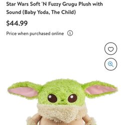 REDUCED: Star Wars Soft 'N Fuzzy Grugu Plush with Sound