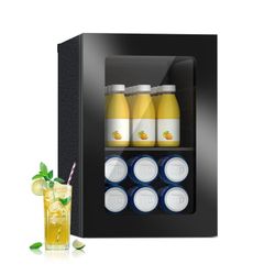 0.9 Cu.Ft 20-Can Beverage Cooler, Compact Under Counter Mini Fridge for Beer Soda Wine, Removable Adjustable Shelves