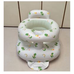 Inflatable Baby Support Seat with Built-in Air Pump, White with Dinosaur Pattern, 3-36 Months, Sit Me Up Floor Chair