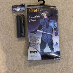 Complete Ninja Child Halloween Costume, Blue With Nunchucks