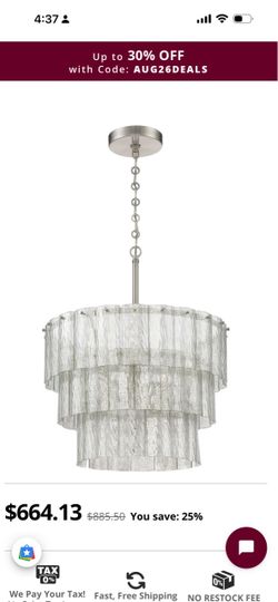 Craftmade 48694-BNK Museo Modern Brushed Polished Nickel Drop Lighting Fixture