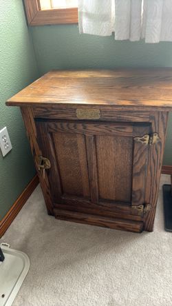 Antique Oak Ice Box Cabinet