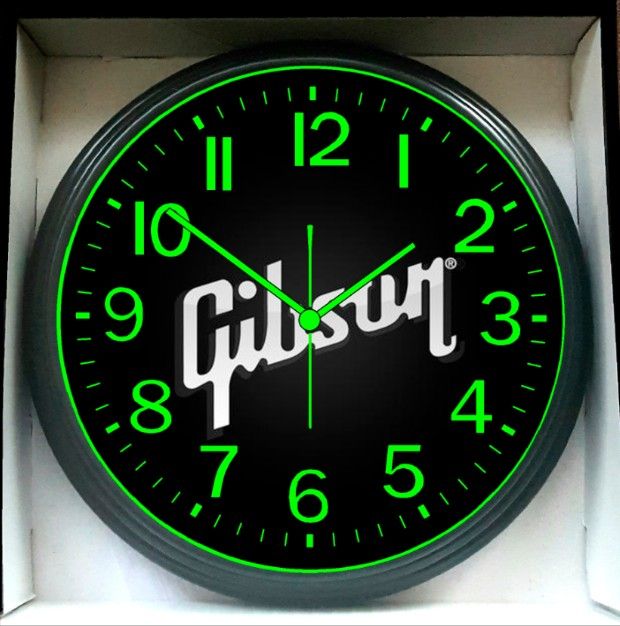 Wall Clock Gibson Les Paul Epiphone Guitar Music Studio Lounge Glow In The Dark Wall Clock New!