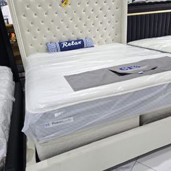 King Sizes bed with Mattress color cream 
