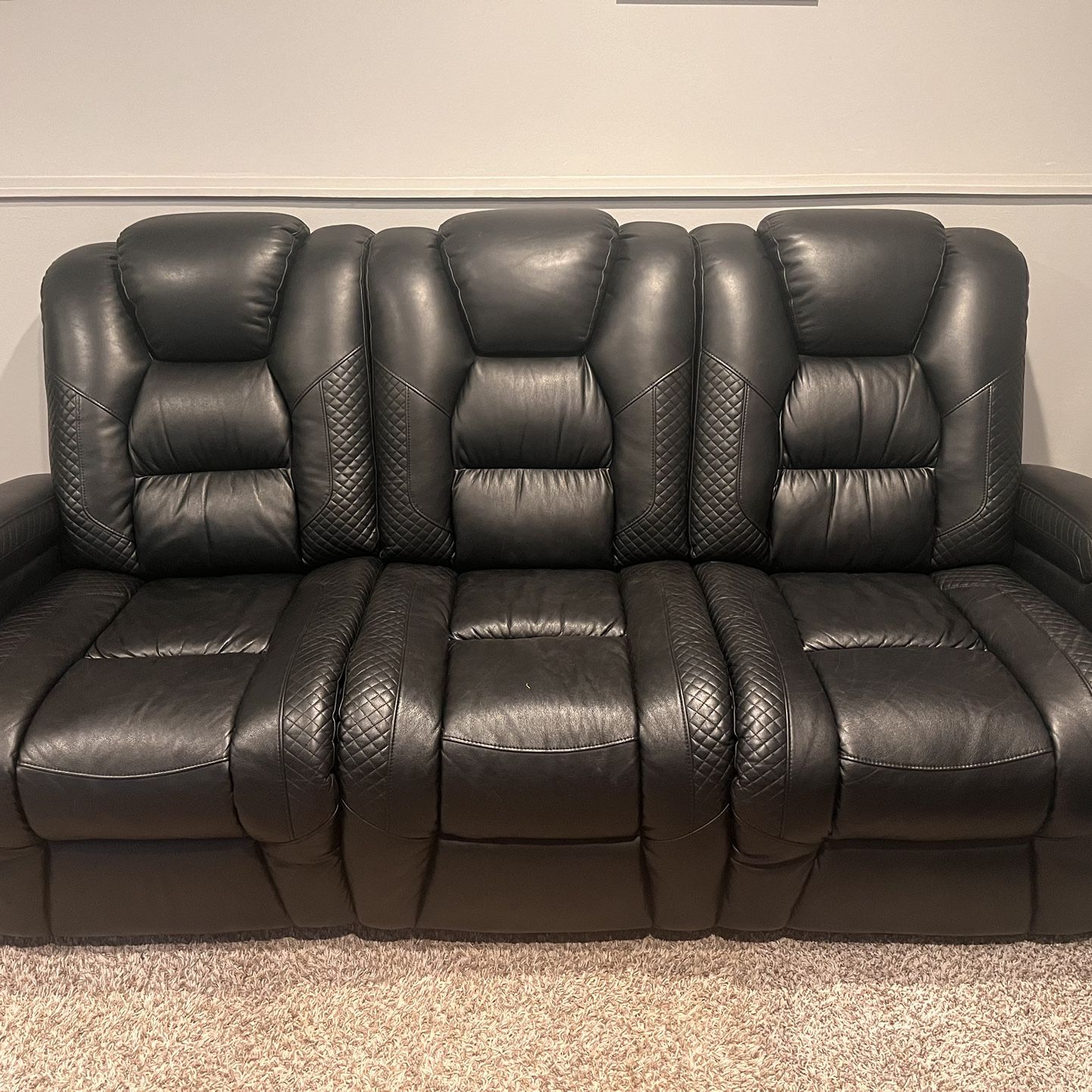 Black Leather Couch (like New)