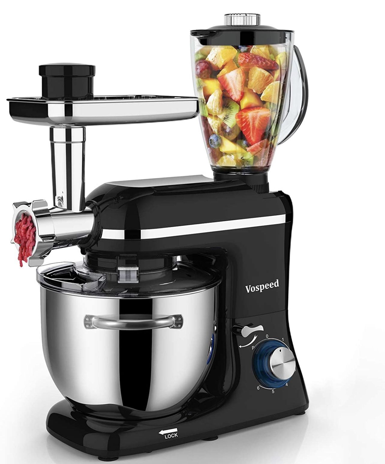 3in1 Vospeed Black Stand Mixer New In Box With Attachments for Sale