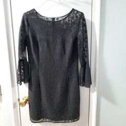 BB Dakota Belle Sleeve Black Lace Dress Lined Size 8