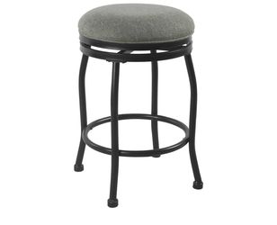 SET OF 3 Gray and Black Metal Counter Stool with Swivelling Fabric Padded Seat
