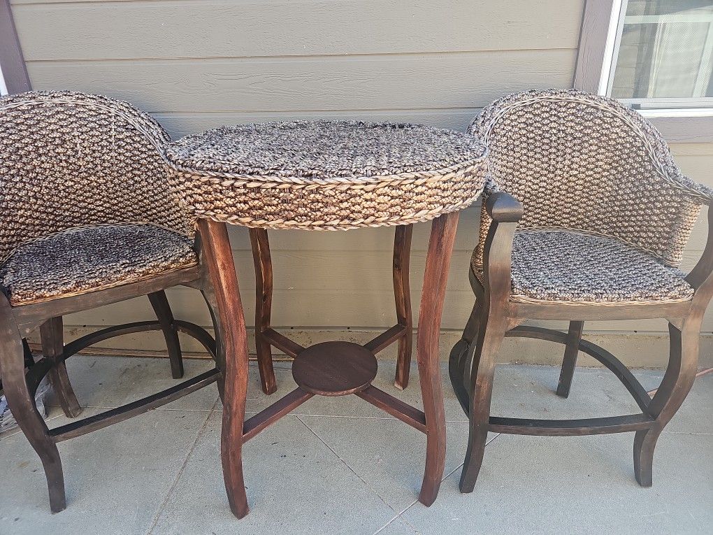 Expensive Wood PATIO SOLID 2 BAR STOOLS