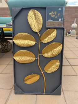 New Gold Leaf Metal Iron Wall Decor 20 x 36 by Belle Maison Home Collection