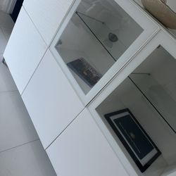 White glass display cabinet