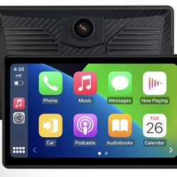 7 Inch Portable CarPlay for Motorcycle, Waterproof Touchscreen Wireless Car Play Android Auto Screen GPS Navigation for Motorbike, Siri Voice Control 