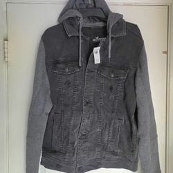 Men's Hollister Jacket Large Flex Denim Vintage Trucker New