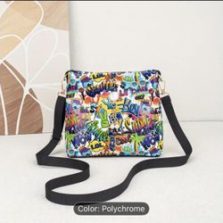 Trendy Hip-Hop Style Women's Shoulder Bag with Soft Sequin Accents, Lightweight Cartoon Graffiti Design