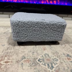Blue Furry CAROLMADE Small Foot Stool Ottoman 11"D x 15.4"W x 8.3"H