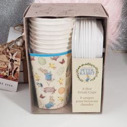 Beatrix Potter Peter Rabbit 8 Hot Drink Cups with lids NWT