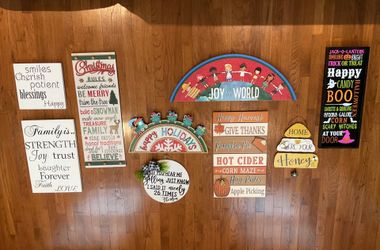 Set of 9 Seasonal Wooden Wall Decorations